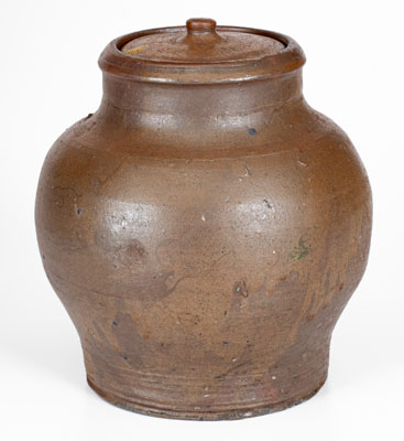 Rare and Fine SMITH.IR (Samuel Smith, Jr., Knox County, Tennessee) Small-Sized Stoneware Jar w/ Lid, c1820-30