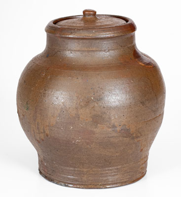 Rare and Fine SMITH.IR (Samuel Smith, Jr., Knox County, Tennessee) Small-Sized Stoneware Jar w/ Lid, c1820-30