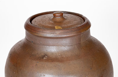 Rare and Fine SMITH.IR (Samuel Smith, Jr., Knox County, Tennessee) Small-Sized Stoneware Jar w/ Lid, c1820-30