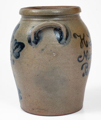 H Lowndes / Manufactor / Petersburg / Va Stoneware Jar w/ Cobalt Tree-of-Life Decoration, c1845