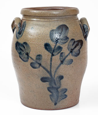 H Lowndes / Manufactor / Petersburg / Va Stoneware Jar w/ Cobalt Tree-of-Life Decoration, c1845