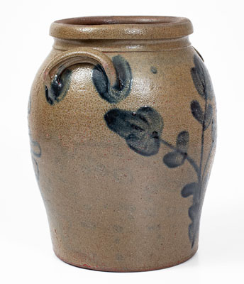 H Lowndes / Manufactor / Petersburg / Va Stoneware Jar w/ Cobalt Tree-of-Life Decoration, c1845