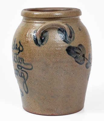 H Lowndes / Manufactor / Petersburg / Va Stoneware Jar w/ Cobalt Tree-of-Life Decoration, c1845