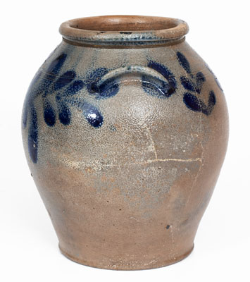 H.C. SMITH / ALEXA / D.C. (Alexandria, Virginia) Stoneware Jar w/ Cobalt Floral Decoration, c1835