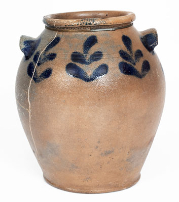 H.C. SMITH / ALEXA / D.C. (Alexandria, Virginia) Stoneware Jar w/ Cobalt Floral Decoration, c1835