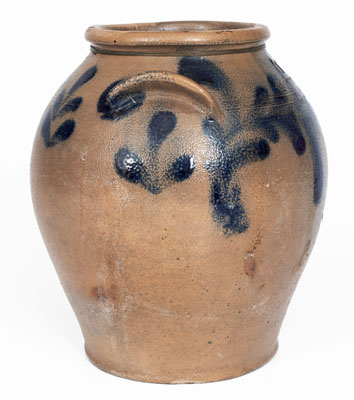 H.C. SMITH / ALEXA / D.C. (Alexandria, Virginia) Stoneware Jar w/ Cobalt Floral Decoration, c1835