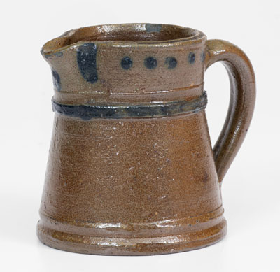 Rare Miniature Cobalt-Decorated Stoneware Pitcher, attrib. Decker Pottery, Washington County, Tennessee