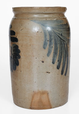 Attrib. William Linton, Baltimore, MD Stoneware Jar w/ Cobalt Floral Decoration, mid 19th century