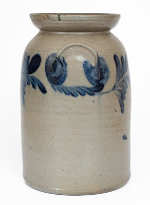 Attrib. Richard C. Remmey (Philadelphia, PA) Stoneware Churn w/ Cobalt Foliate Decoration, c1875