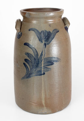 Scarce Five-Gallon Stoneware Churn attrib. Decker Pottery, Washington County, TN, c1872-1910