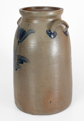 Scarce Five-Gallon Stoneware Churn attrib. Decker Pottery, Washington County, TN, c1872-1910