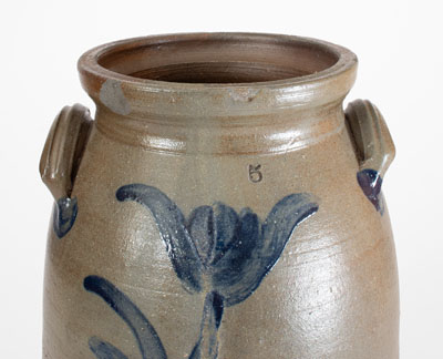 Scarce Five-Gallon Stoneware Churn attrib. Decker Pottery, Washington County, TN, c1872-1910