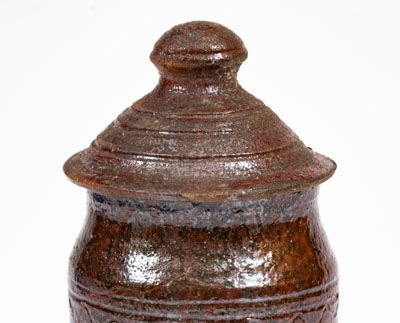 Rare attrib. Hinkle-Mort Pottery, Jefferson County, TN Diminutive Glazed Redware Jar w/ Lid, c1855-60