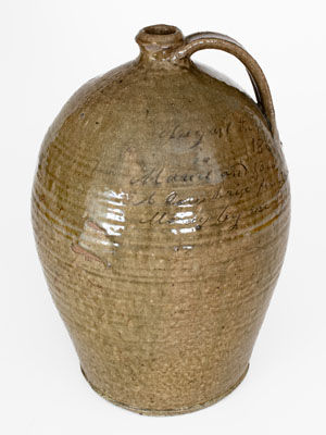 Highly Important Thomas Owenby, Union District, SC 1864 Stoneware Jug: 