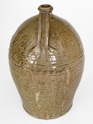 Highly Important Thomas Owenby, Union District, SC 1864 Stoneware Jug: 