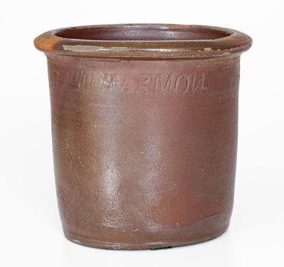 Salt-Glazed Stoneware Jar, Stamped HARMON Three Times, Moses P. Harmon, Greene County, TN