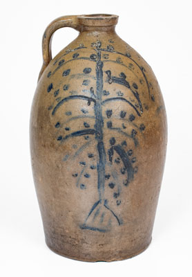 Two-Gallon Ohio Stoneware Jug w/ Cobalt Tree Decoration, third quarter 19th century