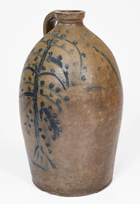 Two-Gallon Ohio Stoneware Jug w/ Cobalt Tree Decoration, third quarter 19th century