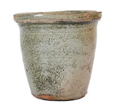 Possibly Unique Stoneware Jar w/ Elaborate Incised Inscription, Daniel Mayner at the Moses P. Harmon Pottery, Greene County, TN