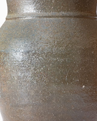 Small-Sized Salt-Glazed Stoneware Pitcher Inscribed 