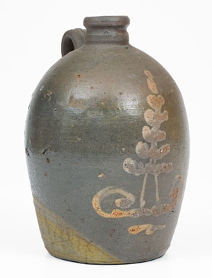 Very Rare Stoneware Jug w/ White-Slip Foliate Decoration, att. Mottern Pottery, Carter County, TN