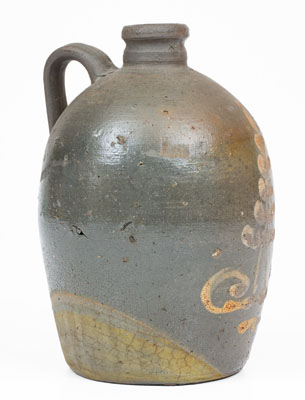 Very Rare Stoneware Jug w/ White-Slip Foliate Decoration, att. Mottern Pottery, Carter County, TN