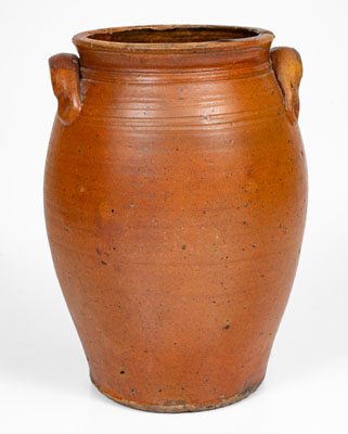 Very Rare Redware Jar w/ Manganese Slip Foliate Decoration, Dated 1880, att. Mottern Pottery, Carter County, TN