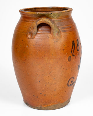 Very Rare Redware Jar w/ Manganese Slip Foliate Decoration, Dated 1880, att. Mottern Pottery, Carter County, TN