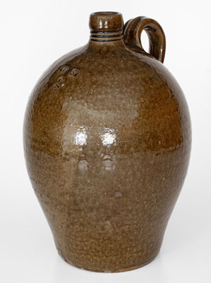 Two-Gallon DS (Daniel Seagle, Vale, North Carolina) Alkaline-Glazed Stoneware Jug, circa 1840