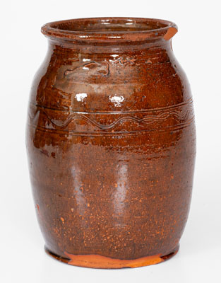 Glazed Redware Jar, Incised 