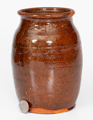 Glazed Redware Jar, Incised 