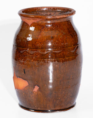 Glazed Redware Jar, Incised 