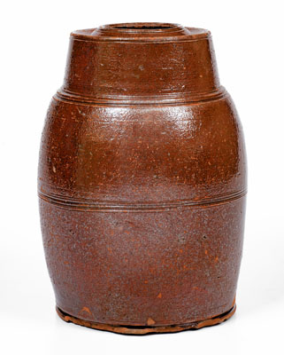 Attrib. Cain Pottery, Sullivan County, Tennessee Redware Canning Jar, circa 1840-1880