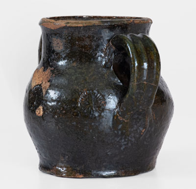 Extremely Rare Copper-Glazed Redware Sugar Bowl, attrib. Christopher Alexander Haun, Greene County, TN