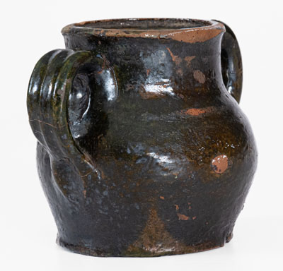 Extremely Rare Copper-Glazed Redware Sugar Bowl, attrib. Christopher Alexander Haun, Greene County, TN