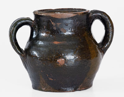 Extremely Rare Copper-Glazed Redware Sugar Bowl, attrib. Christopher Alexander Haun, Greene County, TN