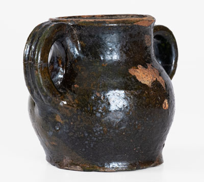 Extremely Rare Copper-Glazed Redware Sugar Bowl, attrib. Christopher Alexander Haun, Greene County, TN