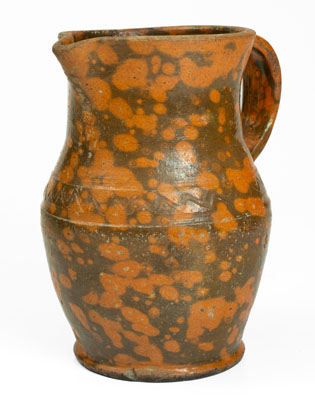 Rare Lead-Glazed Redware Pitcher attrib. Nathan Dicks, Randolph County, NC, c1875-1910