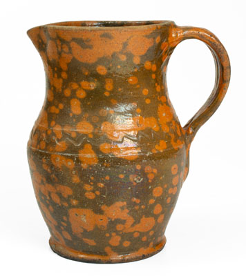 Rare Lead-Glazed Redware Pitcher attrib. Nathan Dicks, Randolph County, NC, c1875-1910