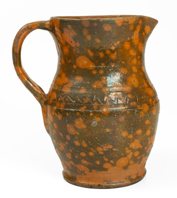 Rare Lead-Glazed Redware Pitcher attrib. Nathan Dicks, Randolph County, NC, c1875-1910