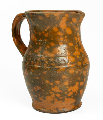 Rare Lead-Glazed Redware Pitcher attrib. Nathan Dicks, Randolph County, NC, c1875-1910