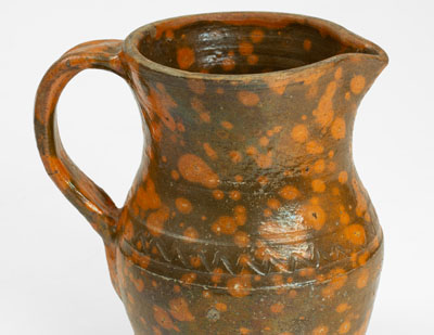 Rare Lead-Glazed Redware Pitcher attrib. Nathan Dicks, Randolph County, NC, c1875-1910