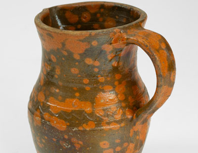 Rare Lead-Glazed Redware Pitcher attrib. Nathan Dicks, Randolph County, NC, c1875-1910