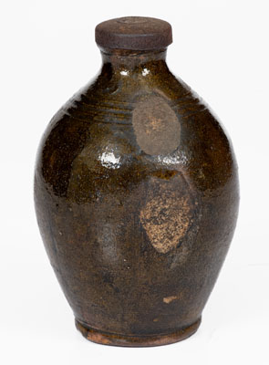 Unusual Copper-Glazed Make-Do Redware Muffineer, Tennessee, second or third quarter 19th century