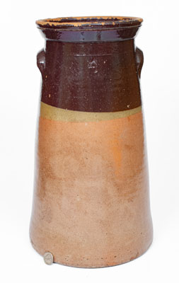 Four-Gallon Stoneware Churn w/ Two-Toned Glaze, probably Whelchel Family, Gaffney, SC, late 19th century