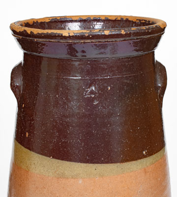 Four-Gallon Stoneware Churn w/ Two-Toned Glaze, probably Whelchel Family, Gaffney, SC, late 19th century