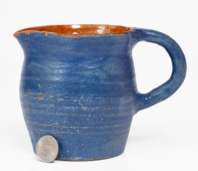 Cobalt-Glazed Redware Pitcher, Stamped 