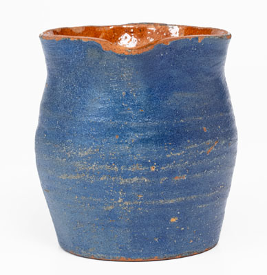 Cobalt-Glazed Redware Pitcher, Stamped