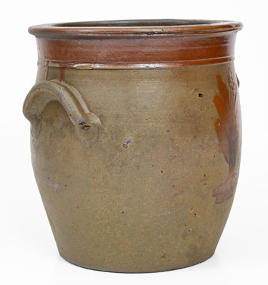 Very Rare attrib. Isaac Warnack, Upper Alton, Illinois Stoneware Presentation Jar w/ Brown Slip Decoration, c1840