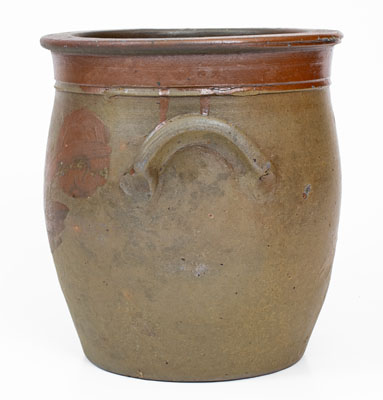 Very Rare attrib. Isaac Warnack, Upper Alton, Illinois Stoneware Presentation Jar w/ Brown Slip Decoration, c1840